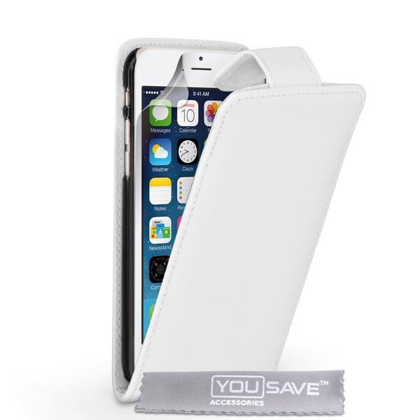 Yousave Accessories Iphone 6 And 6s Leather - Effect Flip Case - White - Mobile Madhouse