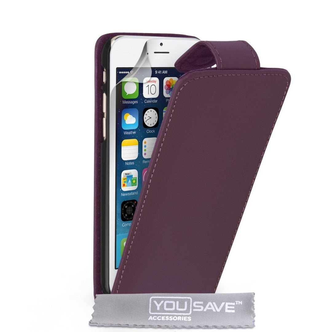 Yousave Accessories Iphone 6 And 6s Leather - Effect Flip Case - Purple - Mobile Madhouse