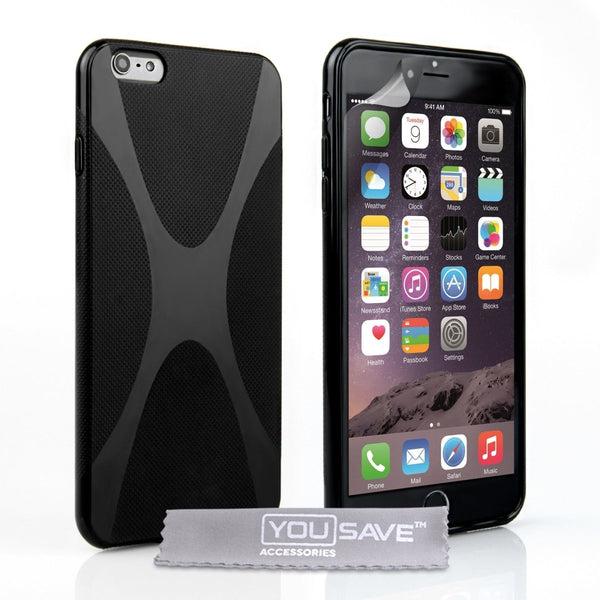Yousave Accessories Iphone 6 Plus And 6s Plus Silicone Gel X - Line Case - Black - Mobile Madhouse