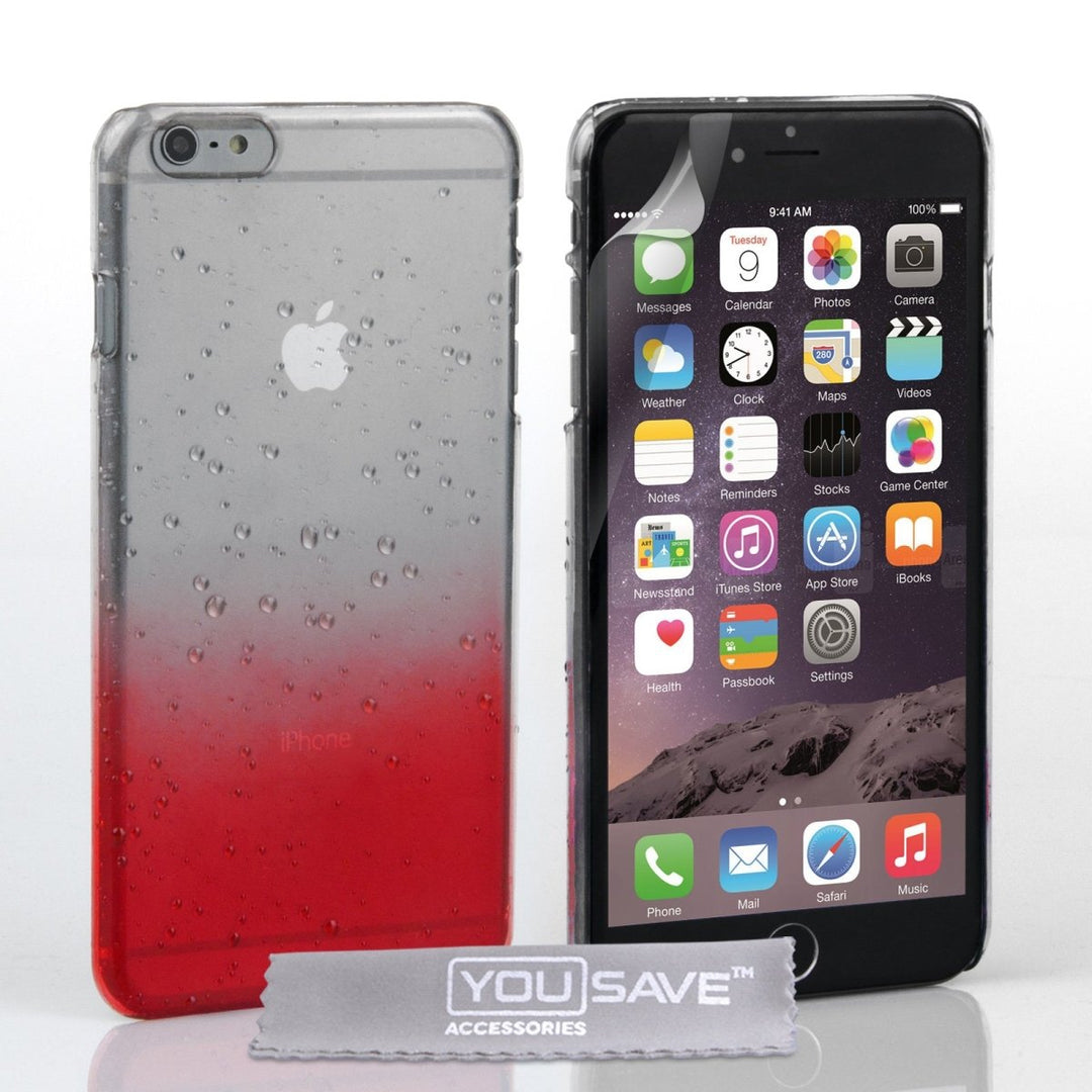 Yousave Accessories Iphone 6 Plus And 6s Plus Raindrop Hard Case - Red - Clear - Mobile Madhouse