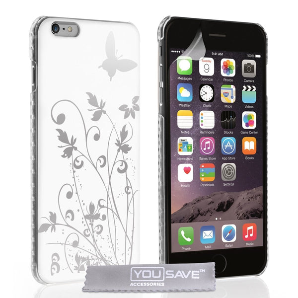 iPhone 6 Plus And 6s Plus Floral Butterfly Hard Case - White - Mobile Madhouse