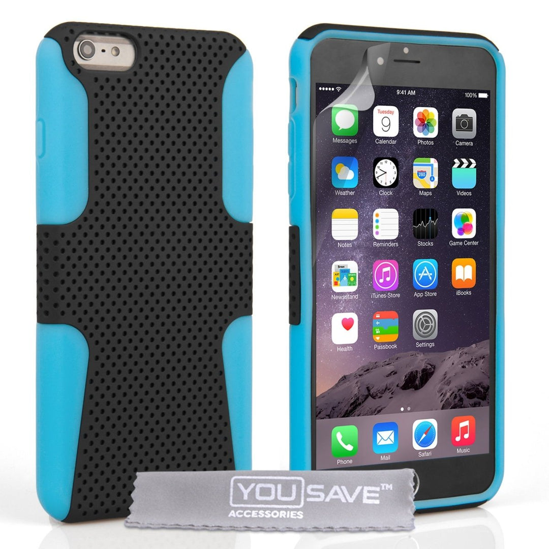 iPhone 6s Plus Tough Mesh Combo Silicone Case - Blue - Black - Mobile Madhouse