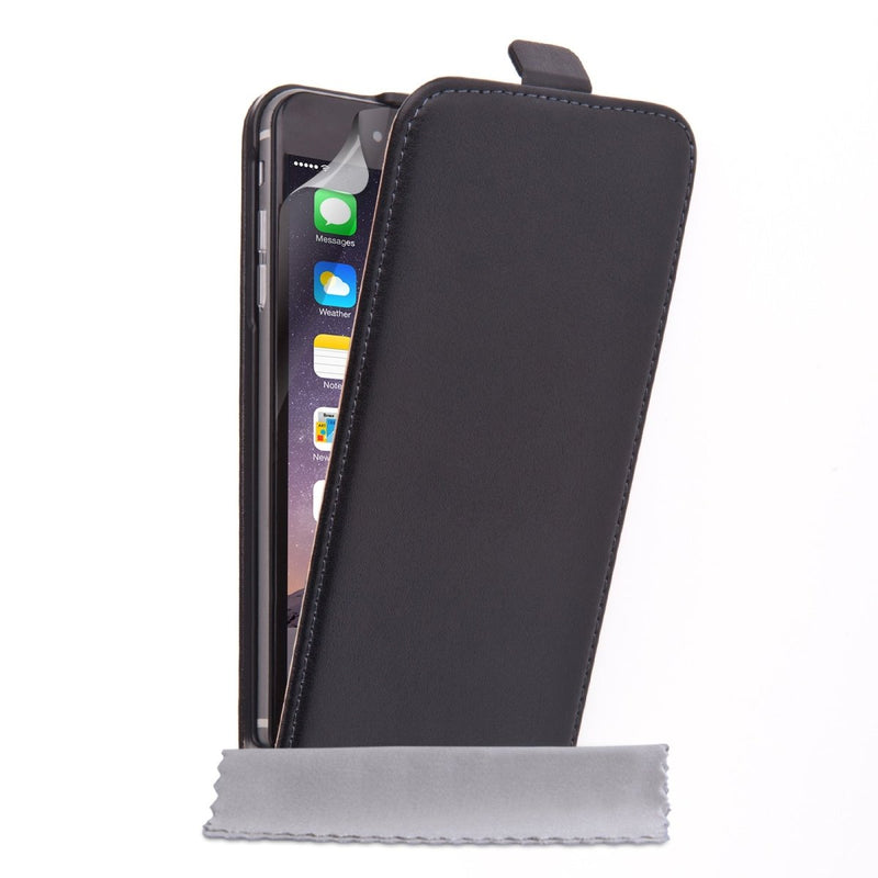 Caseflex Iphone 6 Plus And 6s Plus Real Leather Flip Case - Black - Mobile Madhouse