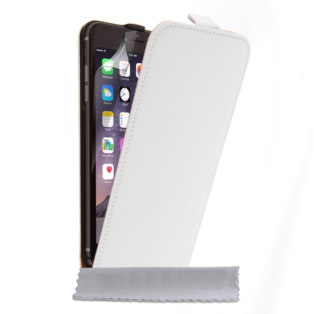 Caseflex Iphone 6 Plus And 6s Plus Real Leather Flip Case - White - Mobile Madhouse