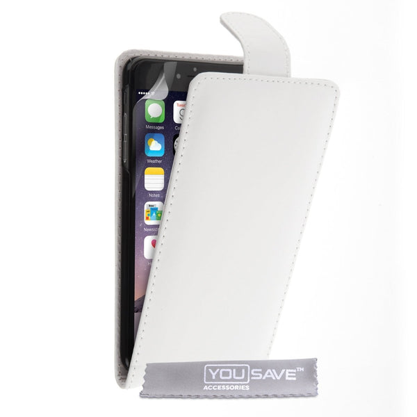iPhone 6 Plus Leather - Effect Flip Case - White - Mobile Madhouse