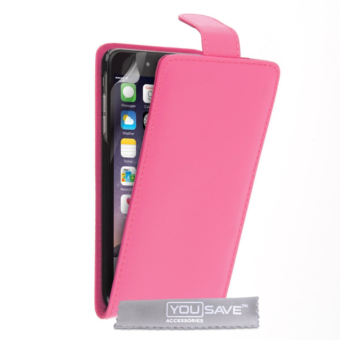 iPhone 6 Plus Leather - Effect Flip Case - Hot Pink - Mobile Madhouse