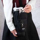 Travel Mug - Water Bottle Carrier Bag With Phone Pocket - Black