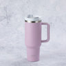 Stainless Steel Tumbler Water Bottle With Straw and Handle - Lilac