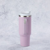 Stainless Steel Tumbler Water Bottle With Straw and Handle - Lilac