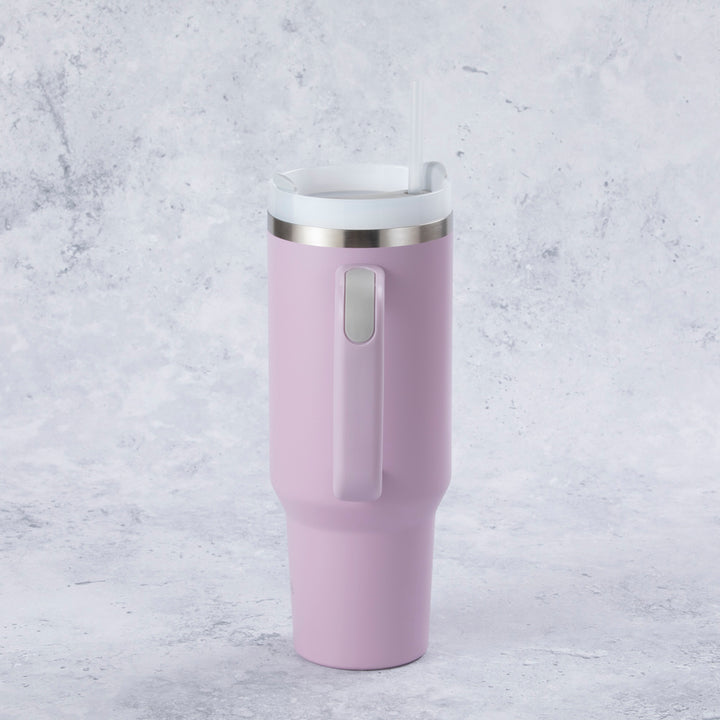Stainless Steel Tumbler Water Bottle With Straw and Handle - Lilac