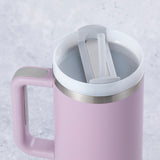 Stainless Steel Tumbler Water Bottle With Straw and Handle - Lilac