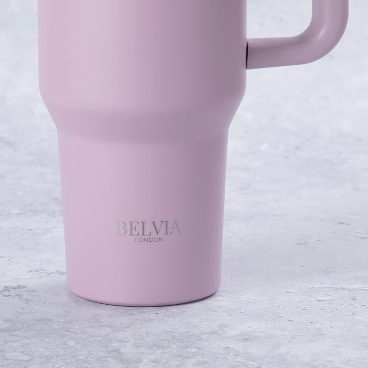 Stainless Steel Tumbler Water Bottle With Straw and Handle - Lilac