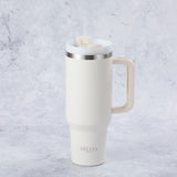 Stainless Steel Tumbler Water Bottle With Straw and Handle - Cream