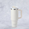 Stainless Steel Tumbler Water Bottle With Straw and Handle - Cream