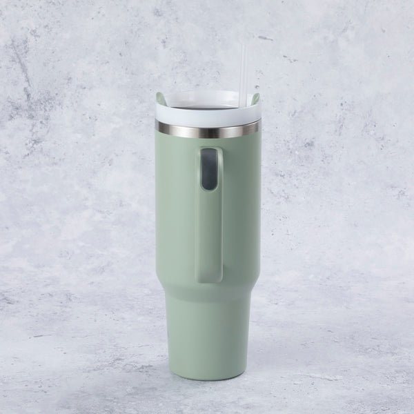 Stainless Steel Tumbler Water Bottle With Straw and Handle - Sage Green - alternate view