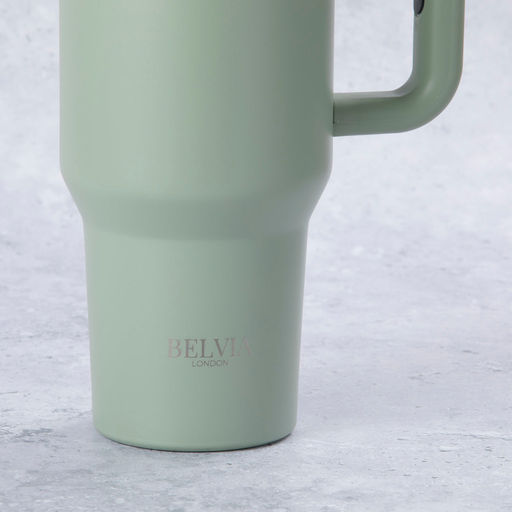 Stainless Steel Tumbler Water Bottle With Straw and Handle - Sage Green