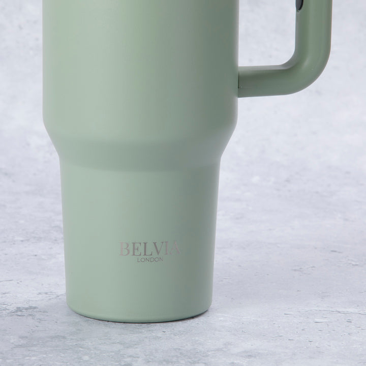 Stainless Steel Tumbler Water Bottle With Straw and Handle - Sage Green