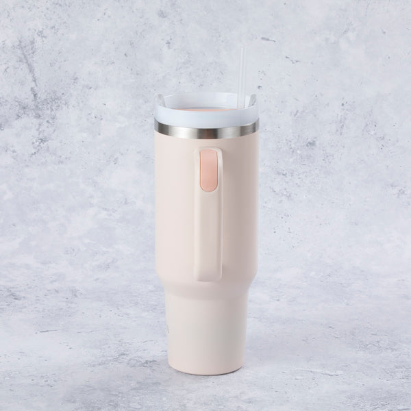 Stainless Steel Tumbler Water Bottle With Straw and Handle - Rose - alternate view