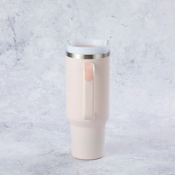 Stainless Steel Tumbler Water Bottle With Straw and Handle - Rose