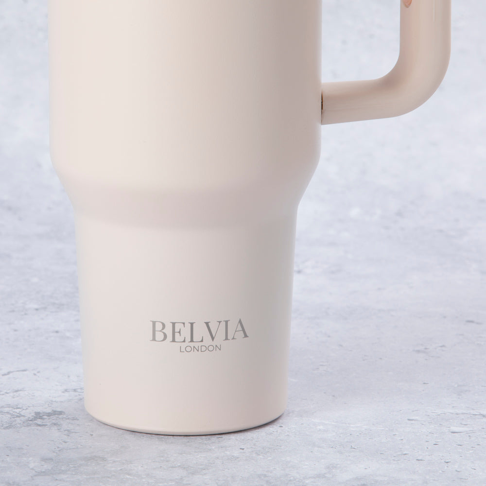 Stainless Steel Tumbler Water Bottle With Straw and Handle - Rose