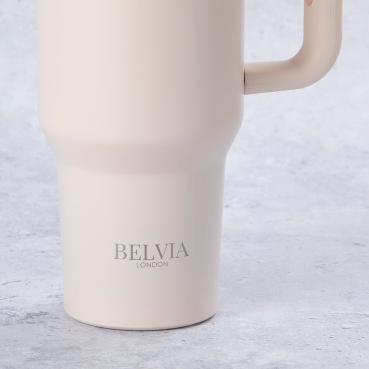 Stainless Steel Tumbler Water Bottle With Straw and Handle - Rose