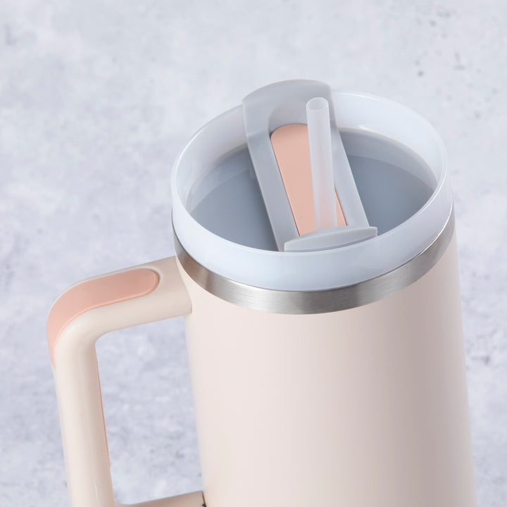 Stainless Steel Tumbler Water Bottle With Straw and Handle - Rose