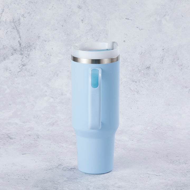Stainless Steel Tumbler Water Bottle With Straw and Handle - Powder Blue