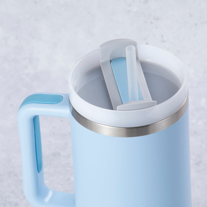 Stainless Steel Tumbler Water Bottle With Straw and Handle - Powder Blue