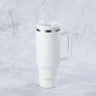 Stainless Steel Tumbler Water Bottle With Straw and Handle - White