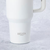 Stainless Steel Tumbler Water Bottle With Straw and Handle - White