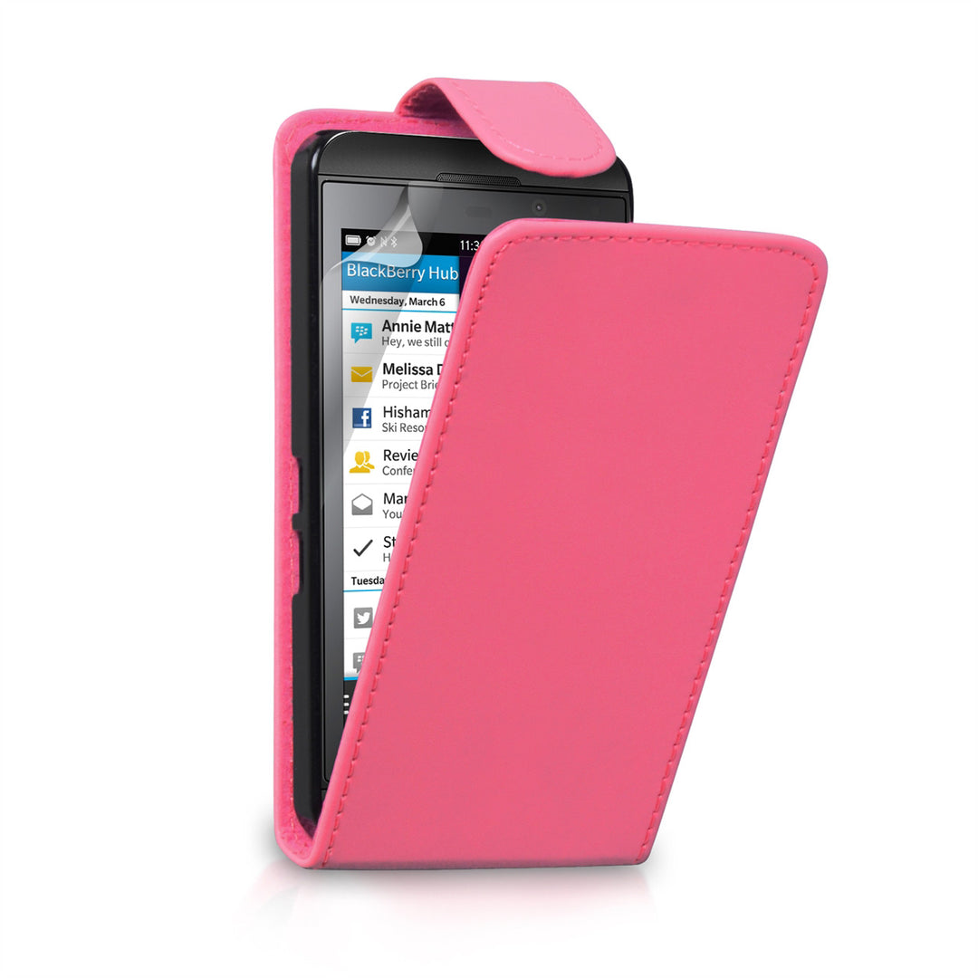 YouSave Accessories Blackberry Z10 Leather-Effect Flip Case - Hot Pink
