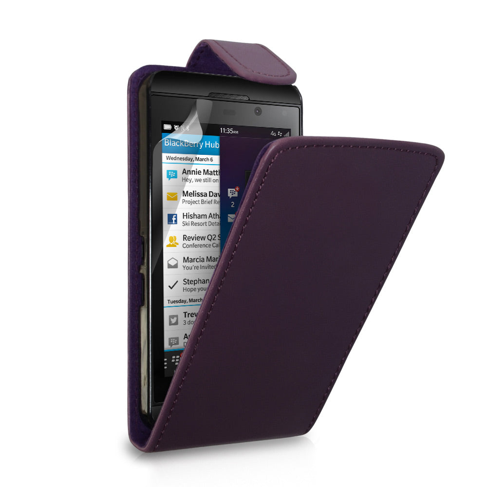 YouSave Accessories Blackberry Z10 Leather-Effect Flip Case - Purple