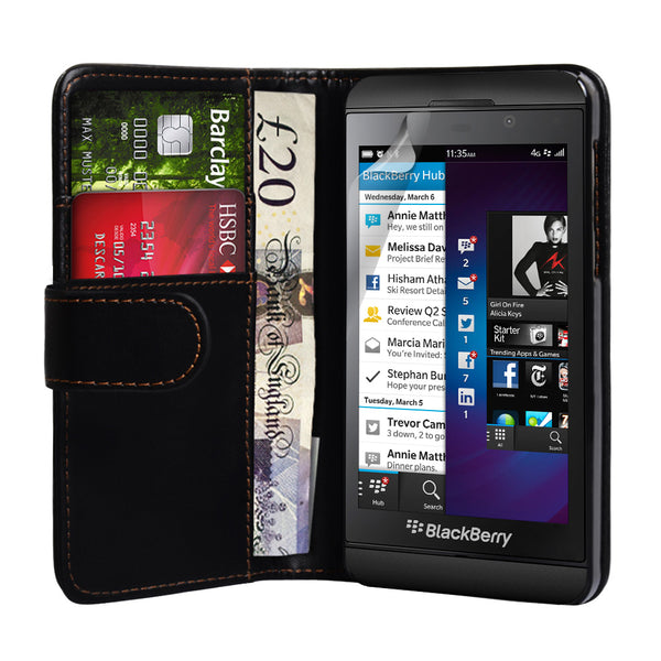 YouSave Accessories Blackberry Z10 Black Leather Effect Wallet Case 