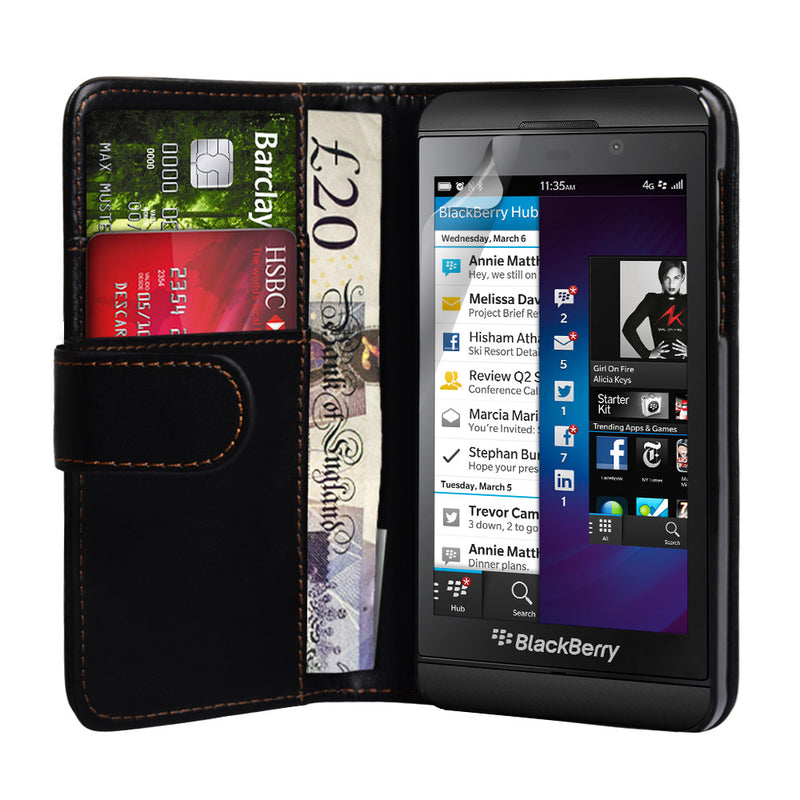 YouSave Accessories Blackberry Z10 Black Leather Effect Wallet Case 