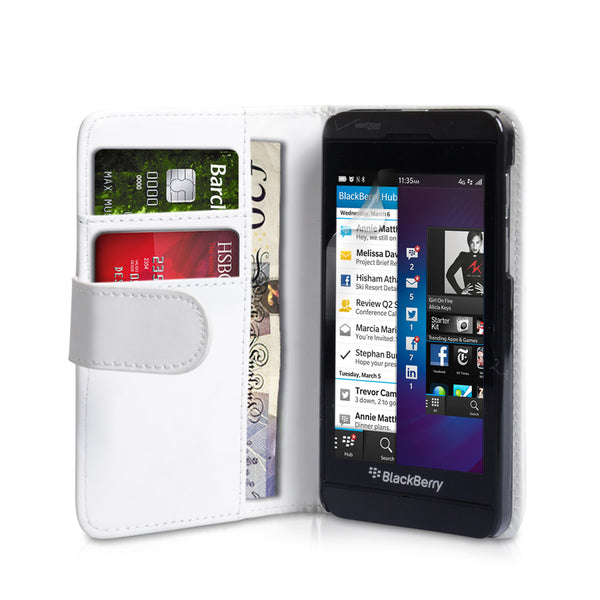 YouSave Accessories Blackberry Z10 Leather-Effect Wallet Case - White