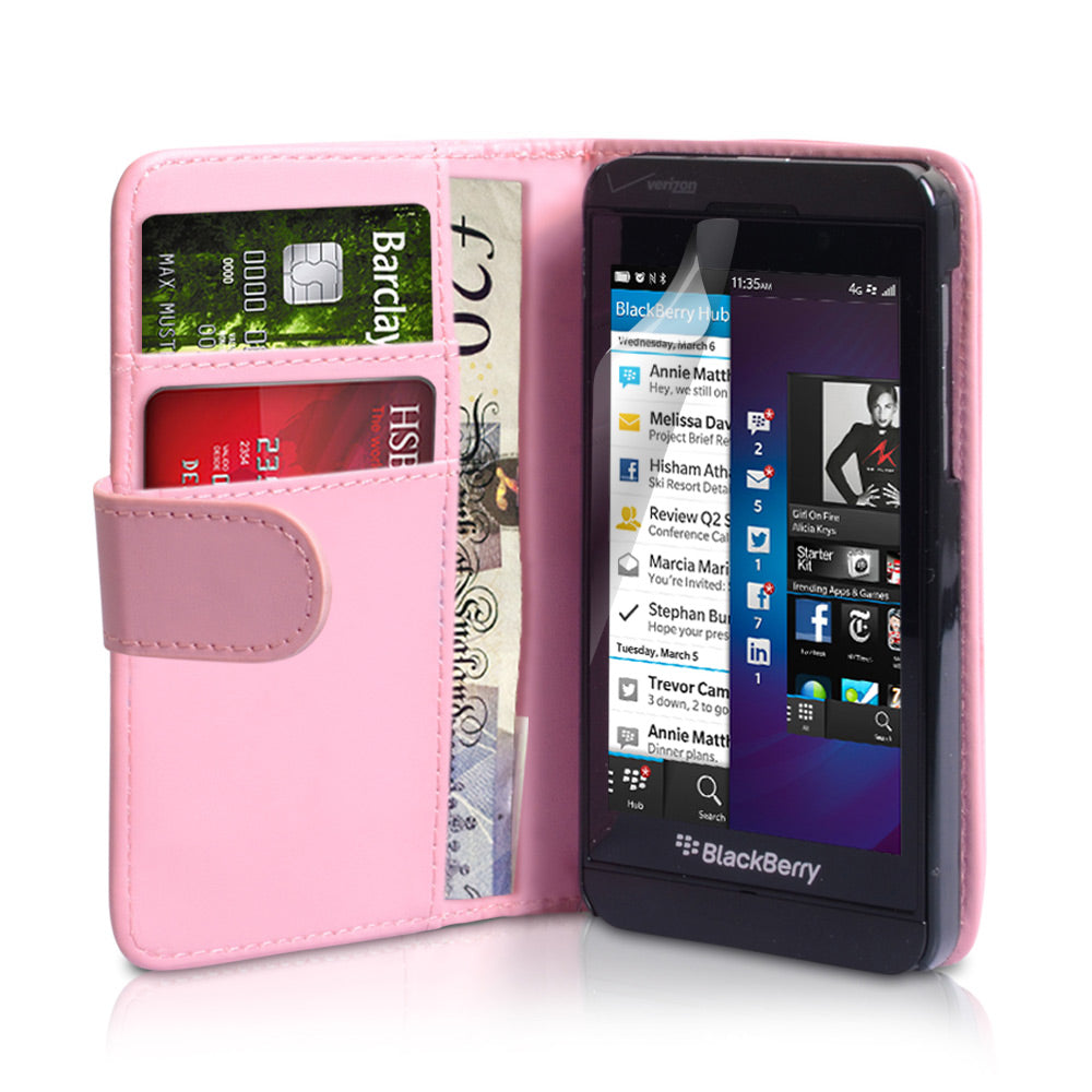 YouSave Blackberry Z10 Leather-Effect Flip Case - Baby Pink