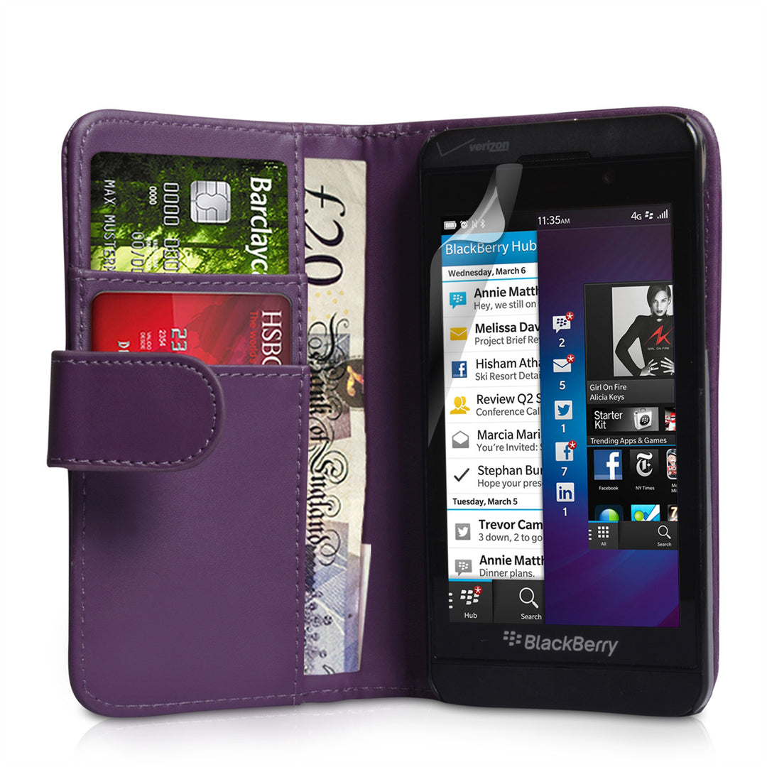 YouSave Accessories Blackberry Z10 Leather-Effect Wallet Case - Purple