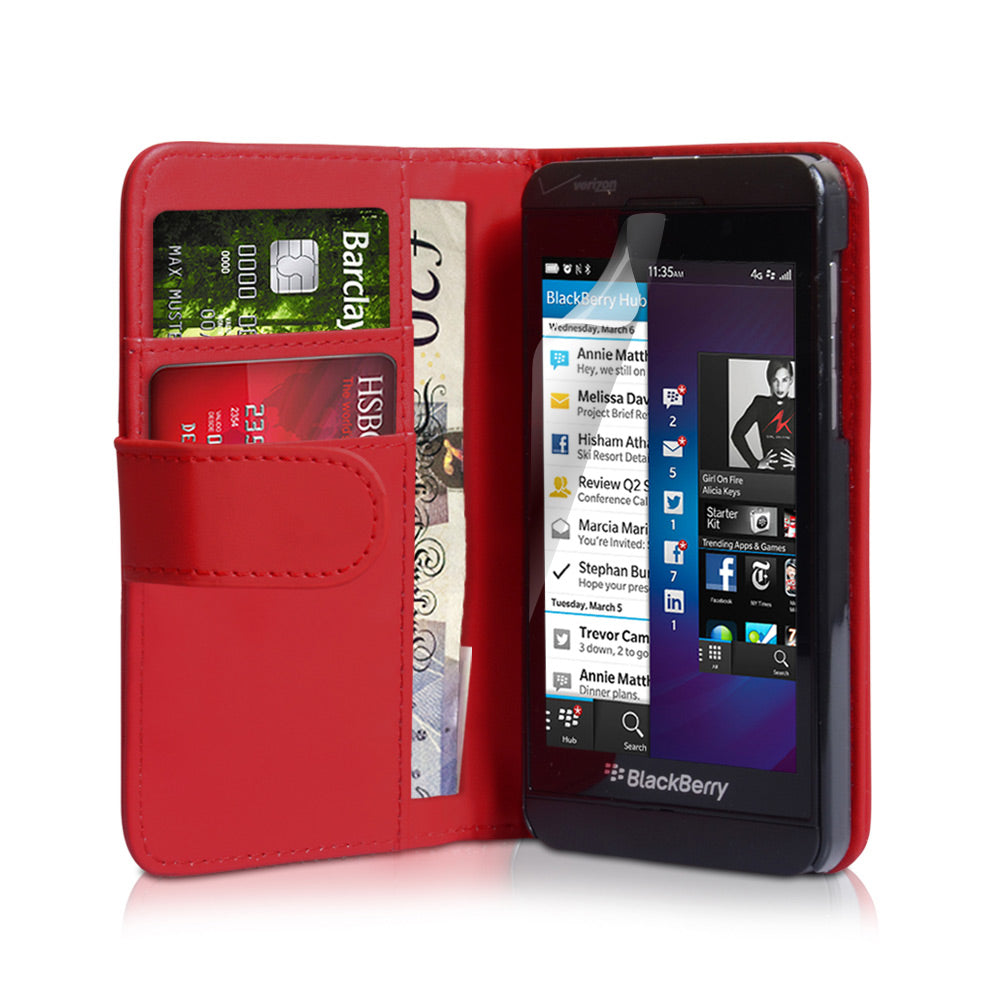 YouSave Accessories Blackberry Z10 Leather-Effect Wallet Case - Red