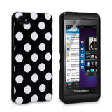 YouSave Accessories Blackberry Z10 Polka Dot Gel Case - Black