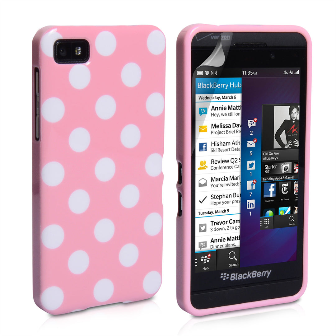 YouSave Accessories Blackberry Z10 Polkadot Gel Case - Baby Pink