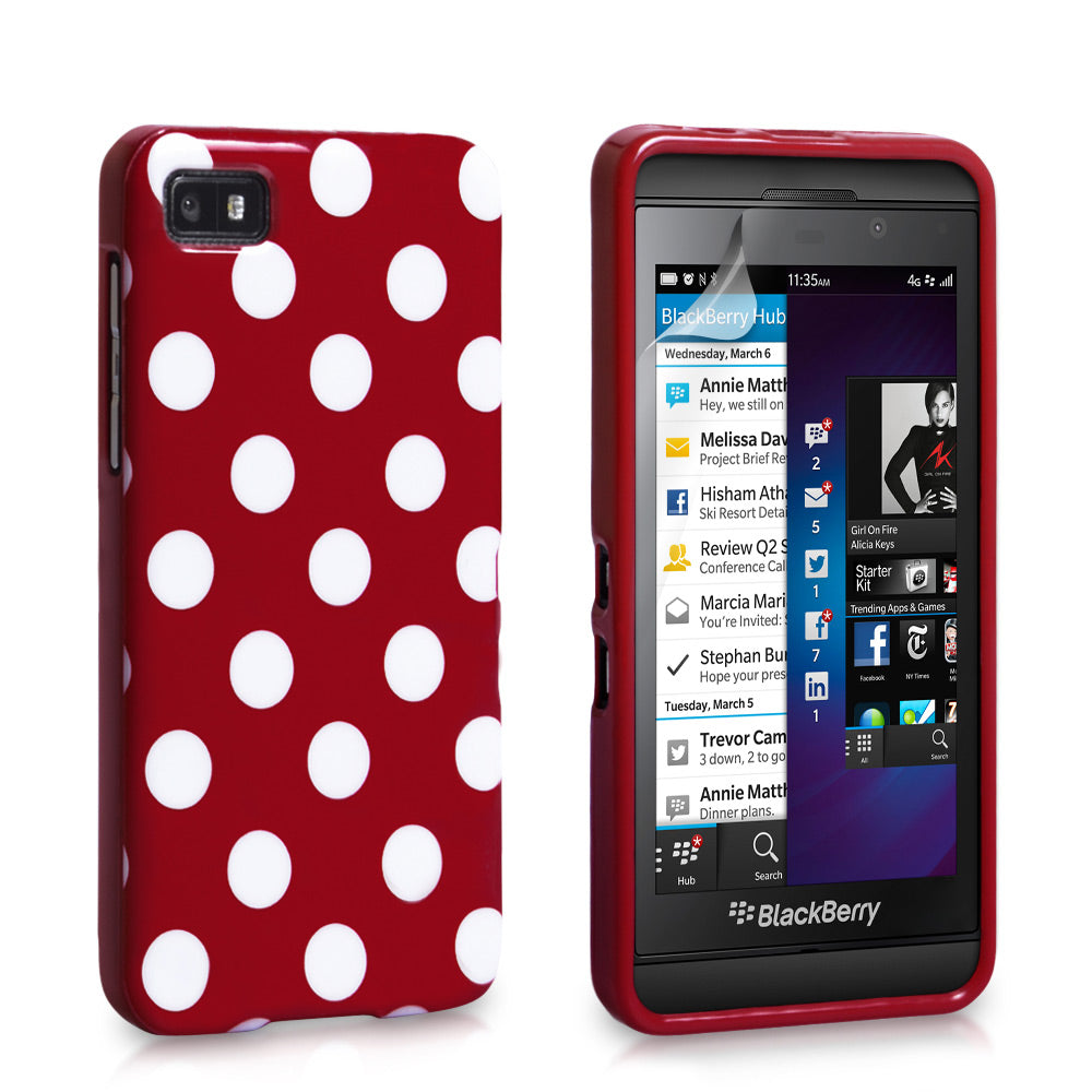 YouSave Accessories Blackberry Z10 Polka Dot Gel Case - Red