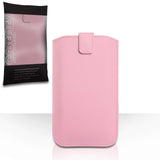 Caseflex PU Leather Auto Return Pull Tab Pouch (L) - Baby Pink - Mobile Madhouse