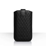 Caseflex Diamond Pattern Leather Pull Tab Pouch (L) - Black - Mobile Madhouse