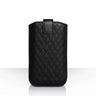 Caseflex Diamond Pattern Leather Pull Tab Pouch (L) - Black