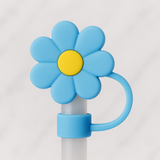 Daisy Straw Cover Topper - Blue & Yellow