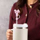 Bow Straw Cover Topper - Baby Pink