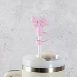 Bow Straw Cover Topper - Baby Pink