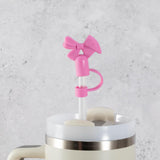 Bow Straw Cover Topper - Hot Pink