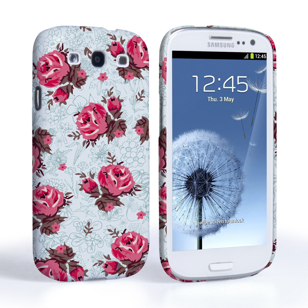 Caseflex Samsung Galaxy S3 Vintage Roses Wallpaper Hard Case – Light Blue