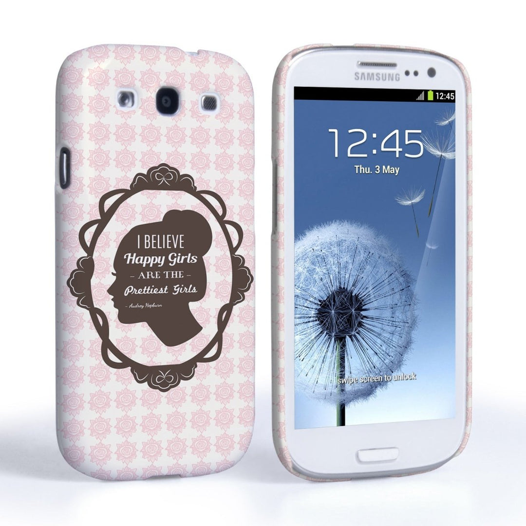 Caseflex Samsung Galaxy S3 Audrey Hepburn ‘Happy Girls’ Quote Case - Mobile Madhouse